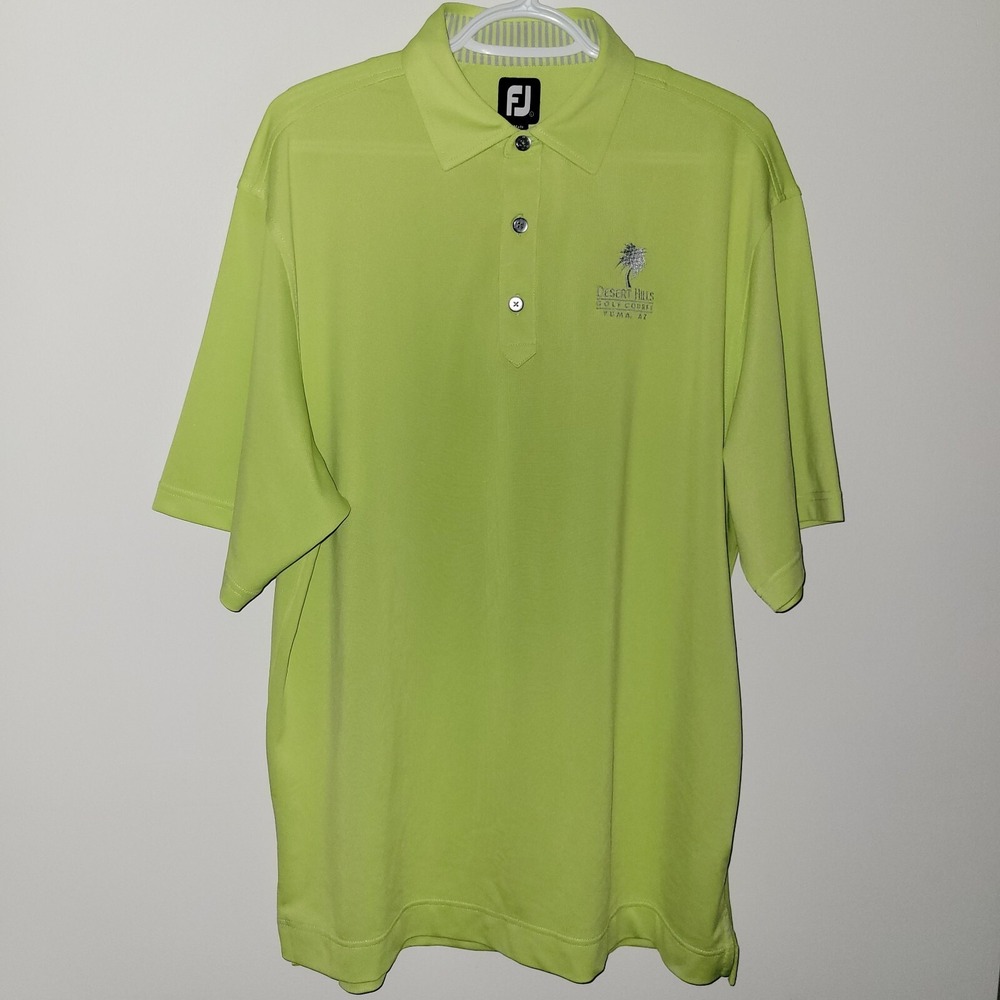 FootJoy FJ Golf Short Sleeve Polo Shirt Men's Size Large Green Desert Hills GC